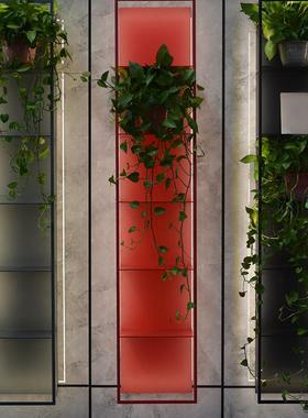 墙柜套铁艺灯带红色灰色黑色灯光成品悬浮架铝合金属置物架