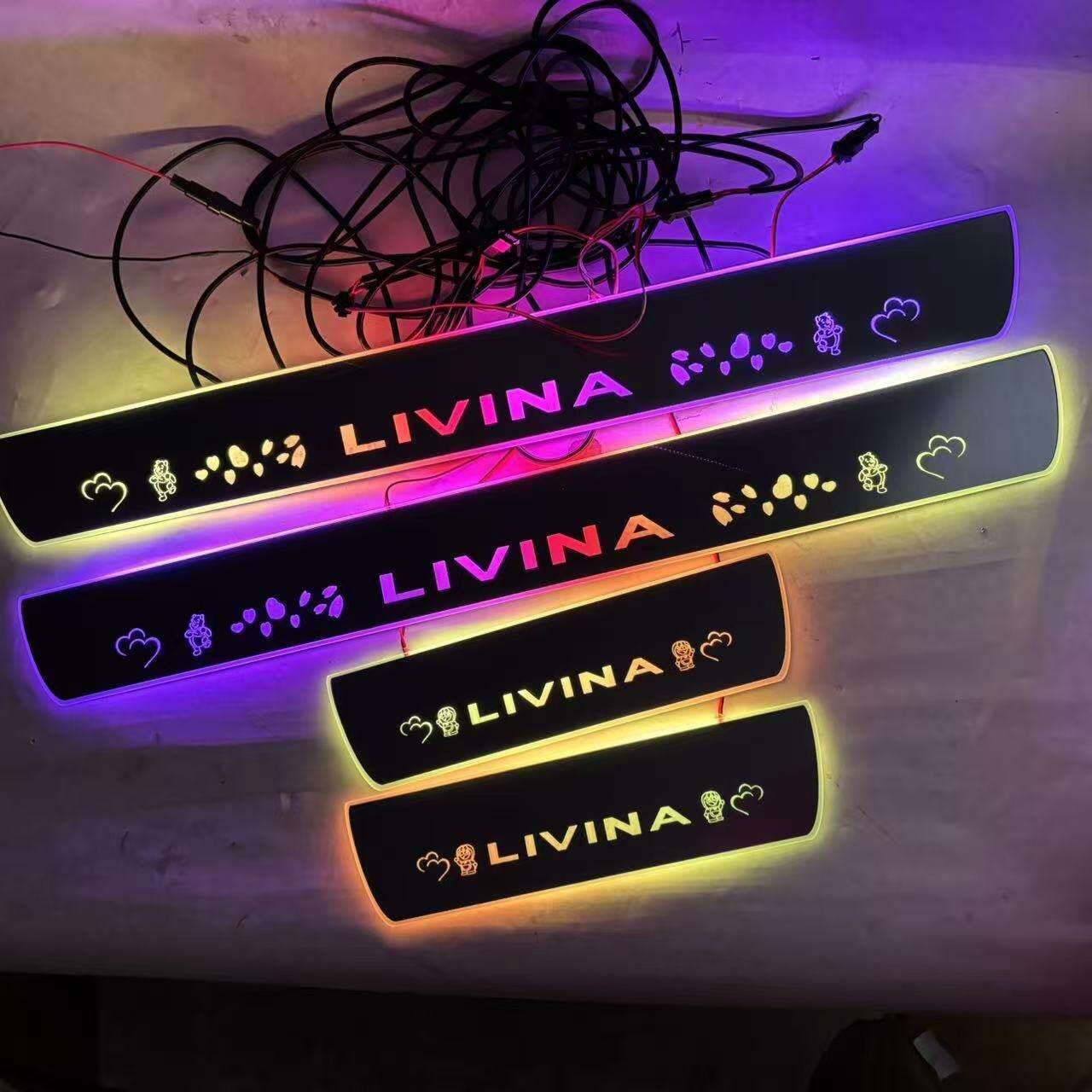 适用于骊威LIVINA门槛条流光动态迎宾踏板带LED灯跑马改装