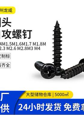 PA黑色加硬圆头十字自攻螺丝淬火圆头自攻元攻M1.4-M4