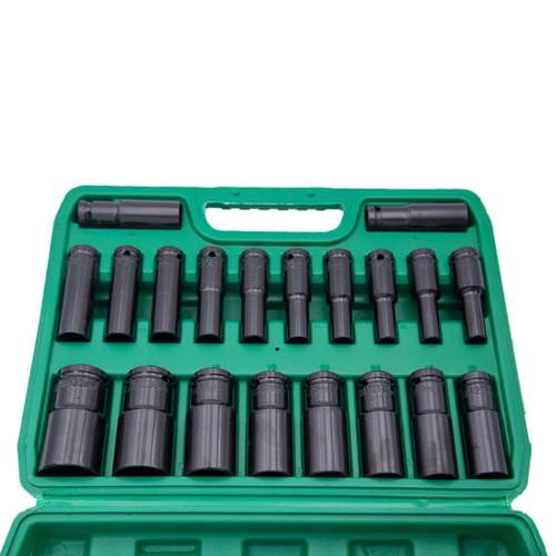 直销绿黄盒电气动78六角套筒加长20件套组合套装汽修机修