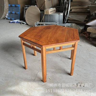 新中式八仙桌实木正方形农村老式桌子面馆饭店四方桌组合餐椅商用