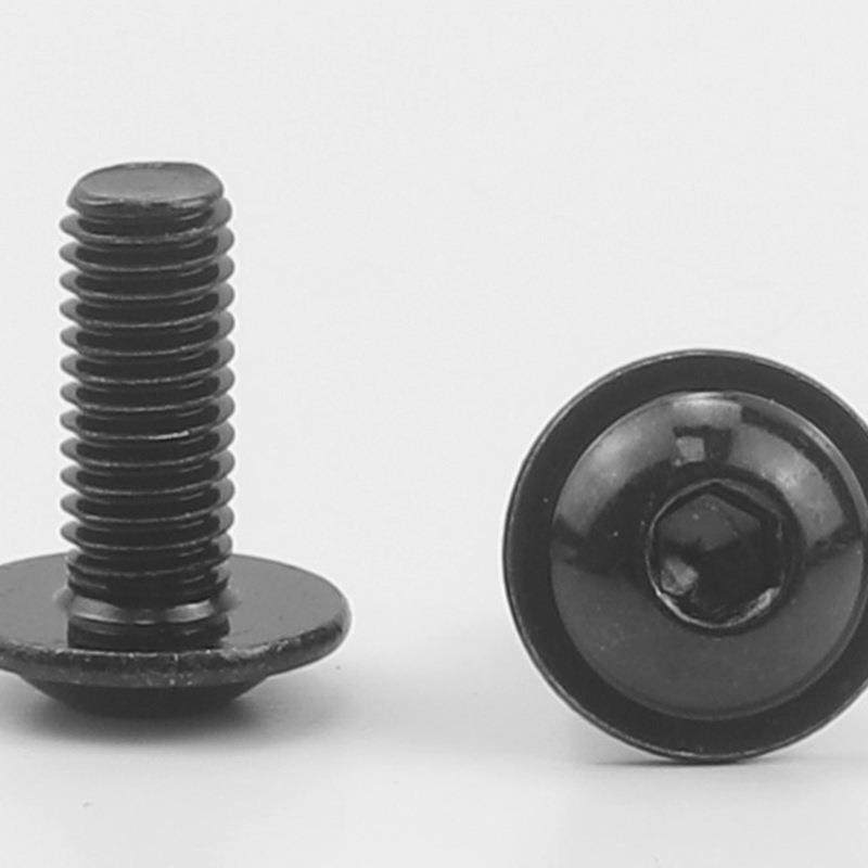 HSI34不锈钢黑色圆头内六角带介螺丝盘六头0内角带垫螺钉M4/M/5/M
