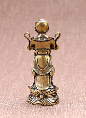 一黄铜金童财玉女摆件CA928善童子龙佛像童男童女对铜像家女居装