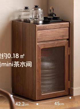 CBQ舜伊家具实木柜水烧壶一体茶吧机茶黑胡桃木茶水台边柜移动小