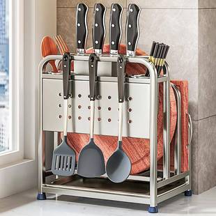 34钢刀架不置物架厨锈房菜0板架一体家用砧板锅盖筷笼刀具收GEZ纳
