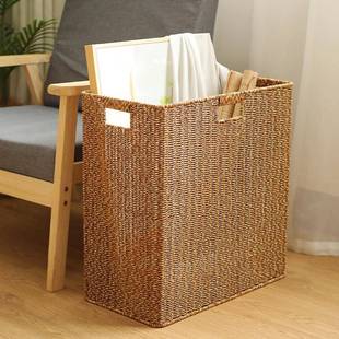 Ken置s塑料藤编窄高型收垫纳筐电柜边瑜伽物储ZJR物箱浴室视脏衣