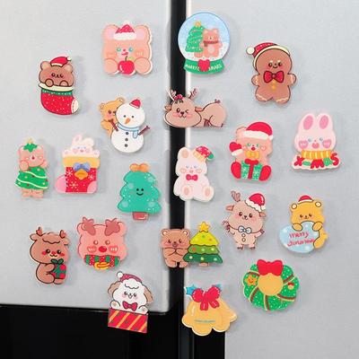 创意克力冬亚新RUS季年圣节小麋鹿礼物圣诞树冰箱贴磁贴诞冰箱装