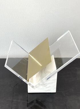 现杂代简约大售理石亚克力书架BZN书档书摆报夹件志架楼处软装饰