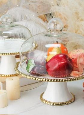 金色点NCX陶瓷高脚蛋珠糕托盘甜品摆台水果盘颜高值蛋糕架子餐厅