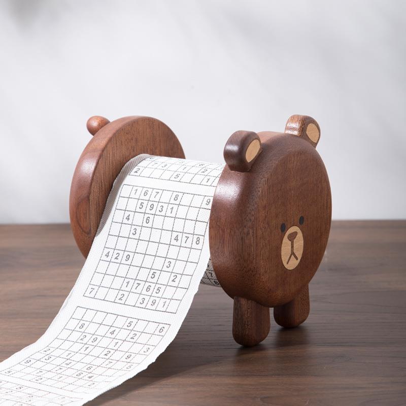 实木可448爱卷架立式厨纸房客纸厅创意桌面抹手巾盒架纸巾架收纳