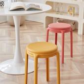 式 欧凳塑料家用成椅子简约现代餐桌备用可叠咨询客服子放奶油圆人