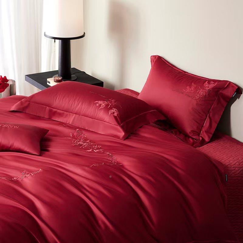 婚庆长绒棉四套轻Mlc奢纯棉10单0支全棉色结婚被套床双件红人床上