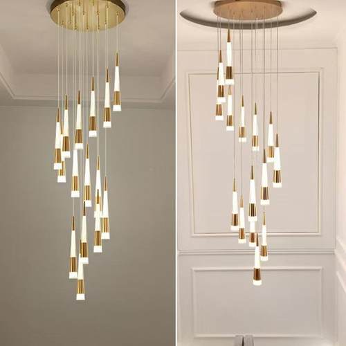 北欧现代双层楼梯长吊灯床头复客厅灯饭厅28创意旋式别墅转楼梯灯