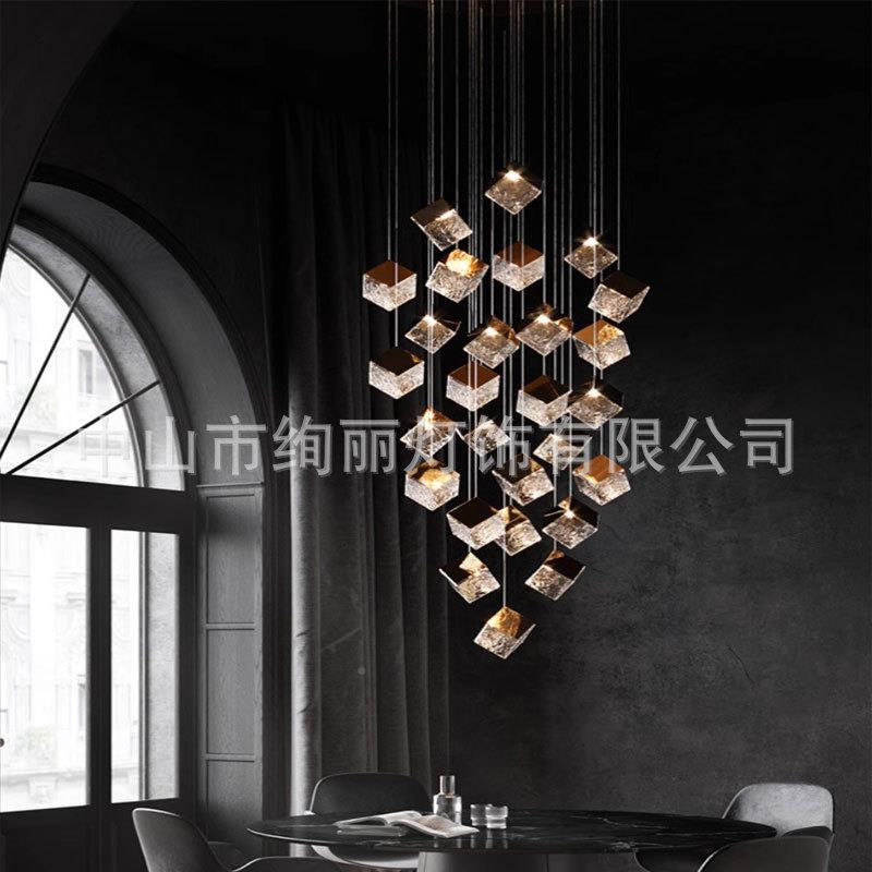 设计师loft创空意块床头橱窗餐厅吧台吊灯楼梯吊挑复85902冰式灯