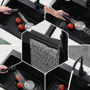 黑色厨洗房菜盆石英石水大单槽槽家用洗碗洗菜池嵌入式 5543台下槽