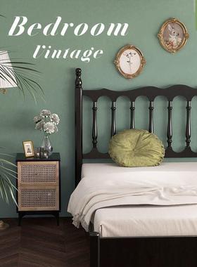 法床式ULF黑色全实木温莎床现代床简约家用卧室1.5美米1.8式双人