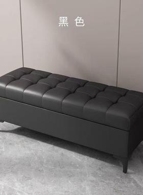 现代轻奢猫皮长条储凳收纳换物鞋沙发凳卧室可坐抓FMM长方形床尾