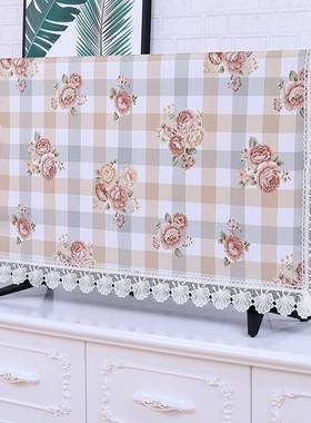 电视机罩防YL140820尘多盖布园盖巾65寸55寸田5用寸挂式蕾丝简约