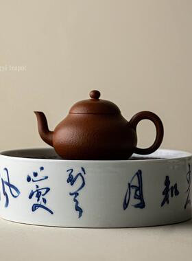 仿古胎盘诗文壶承陶瓷干储水泡茶盘功茶具茶QX-SWHC承家用夫养壶