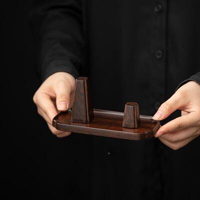 檀黑木晾壶架实木盖置磁吸壶盖托壶架紫砂壶配件81032道零茶配茶