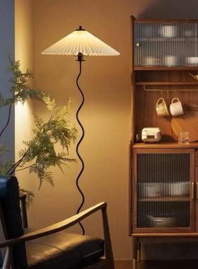 中百褶日式落地灯欧奶油风落灯客19610古厅卧室简约装饰氛北围落