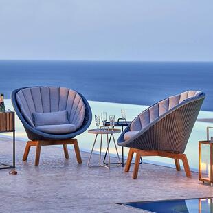 北欧户外藤编柚木沙发休闲桌椅组合套装家具花园庭院露台室外阳台