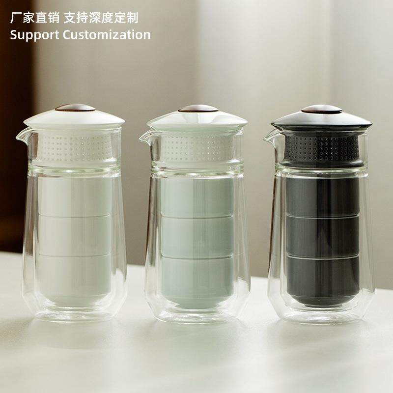 高颜值玻璃陶瓷旅行茶具小套装户外便携随身泡网红茶器一壶三杯