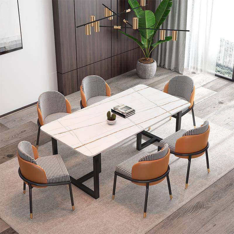 岩板大理石餐桌椅后现代简约小户型北欧轻奢家用吃饭桌子套装组合