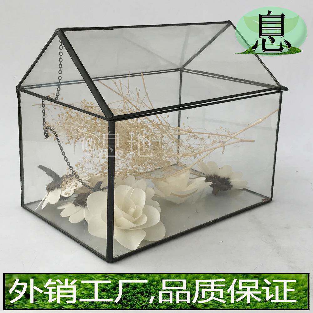 16016B包邮!带门永生化盒微景观玻璃花房多肉植物玻璃小花房