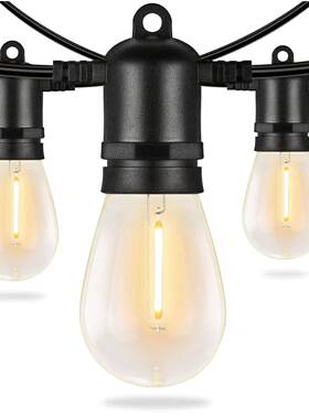 直销S14-E12户外LED灯串15米15+2塑料外壳圣诞灯串露营灯串