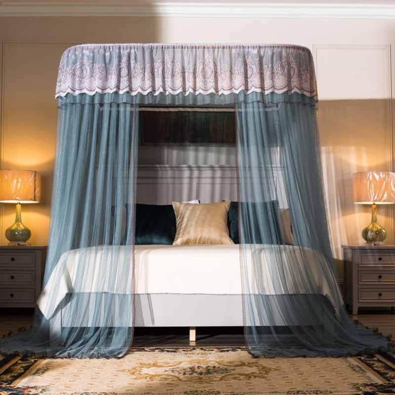 正顺U型导轨蚊帐家用公主风加厚加密1.5m2米床1.8床支架纹账