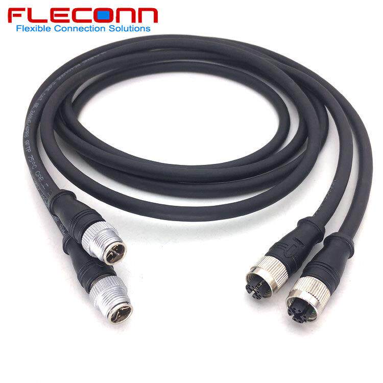 M12X型编码8P连接器8PIN8芯公头转母头Gigabit超高速以太网线
