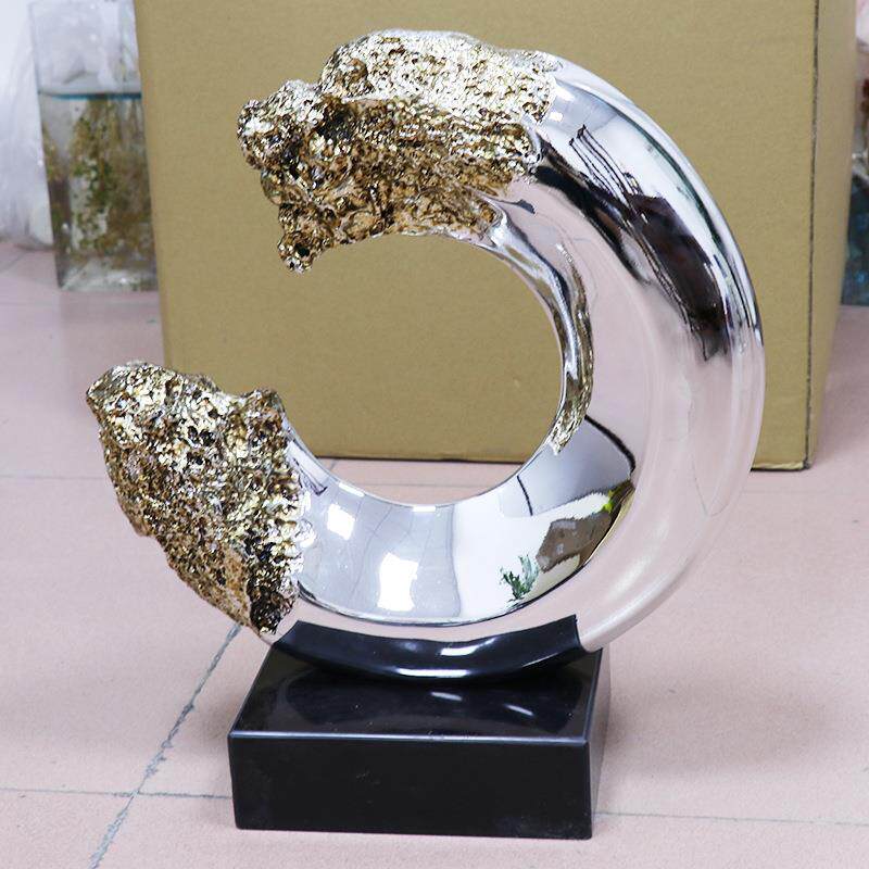 现代简约树脂电镀工艺品摆件酒店前台客厅办公室家居玄关装饰