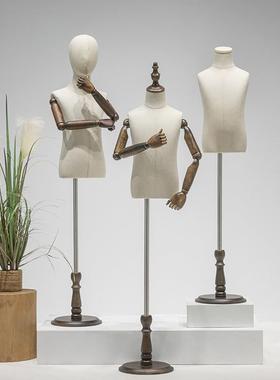 童装店儿童人台模特人偶服装橱窗道具男女小孩实木支架模特展示架