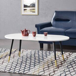 轻奢岩板小茶几北欧简约现代极简椭圆形大理石花几铁艺客厅网红式