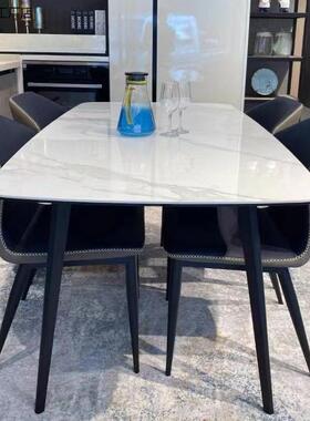 亮光岩板餐桌餐椅组合小户型现代简约餐桌轻奢北欧风意式进口餐桌