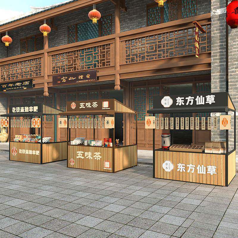 国风景区庙会活动摆摊展示架市集古镇仿古售货亭夜市小吃地摊棚架