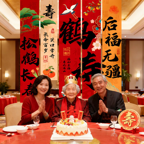 六十大寿宴场景布置条幅挂布老人祝寿爸爸妈妈80岁生日装饰背景墙