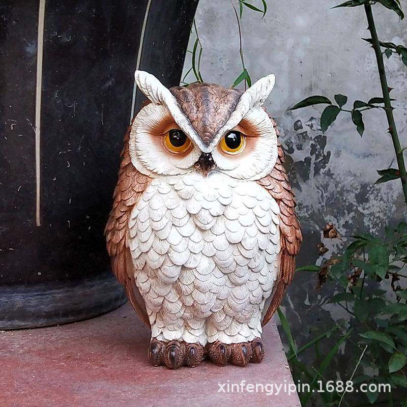 阳台庭院花园装饰仿真猫头鹰摆件树脂动物模型小院子造景园艺布置