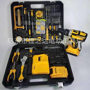 外贸锂电钻充电式多功能大功率冲击手电钻户外螺丝批电动工具套装