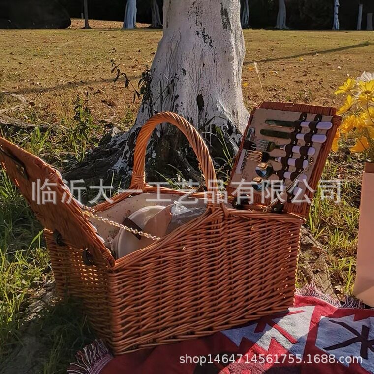 手工柳编编织野餐篮手提购物篮水果篮子竹编藤编竹篮收纳筐编制藤