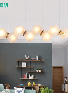 北欧后现代led北欧灯具饭厅吧台餐厅灯卧室灯客厅灯钻石形餐吊灯