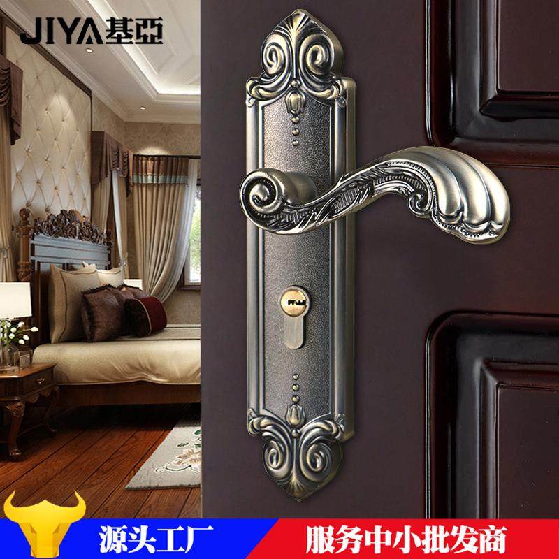 基亚锁业青古铜欧式室内执手锁静音机械门锁锌合金实木房间门锁具