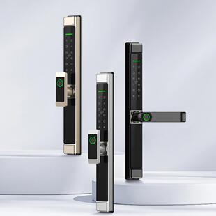高端断桥铝一握开指纹锁优质锌合金平移门智能锁玻璃推拉门通通锁