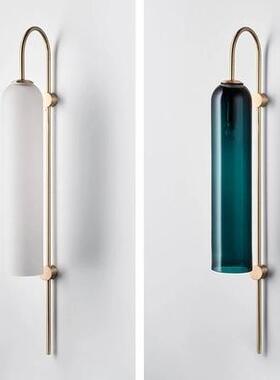北欧现代简约创意蓝色玻璃管客厅壁灯艺术床头卧室书房过道墙壁灯