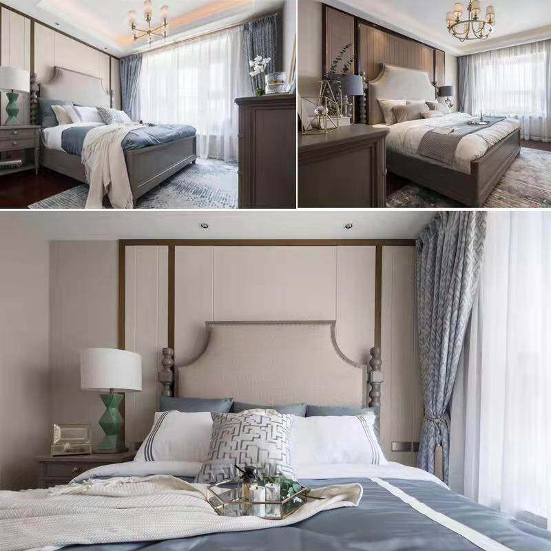 美式ZZP床轻奢布艺婚床乡村复古床实木大现代简约灰色双人1.8米