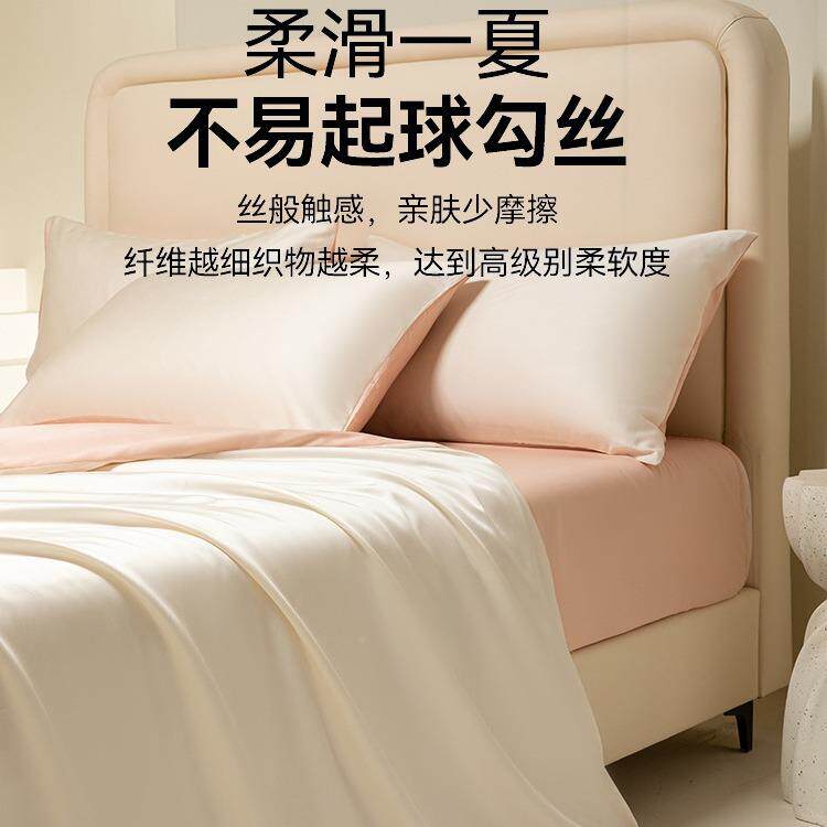 100床支兰精DC天丝四件套冰丝床单真丝套笠款上用品4凉被感透床气