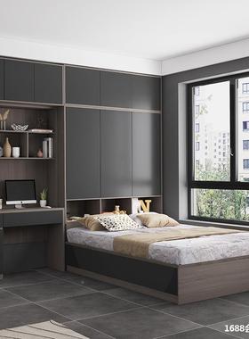 现代约1..3ALAL77615榻简米床带衣柜一体储物收纳床1.2榻单人床15