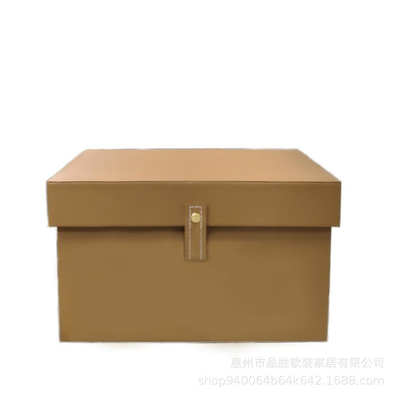 现代简带盖皮质泡整钉箱PS-A252小皮扣家用储物箱衣橱衣物理约衣