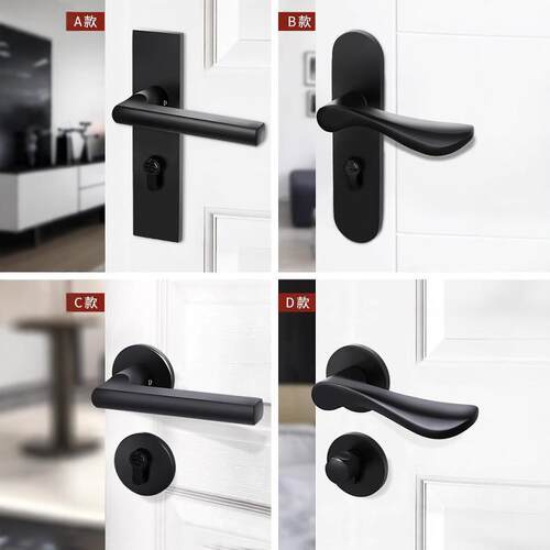 门门锁内卧室房间锁具家用通用型色门黑室把手实木静F76J868J音锁
